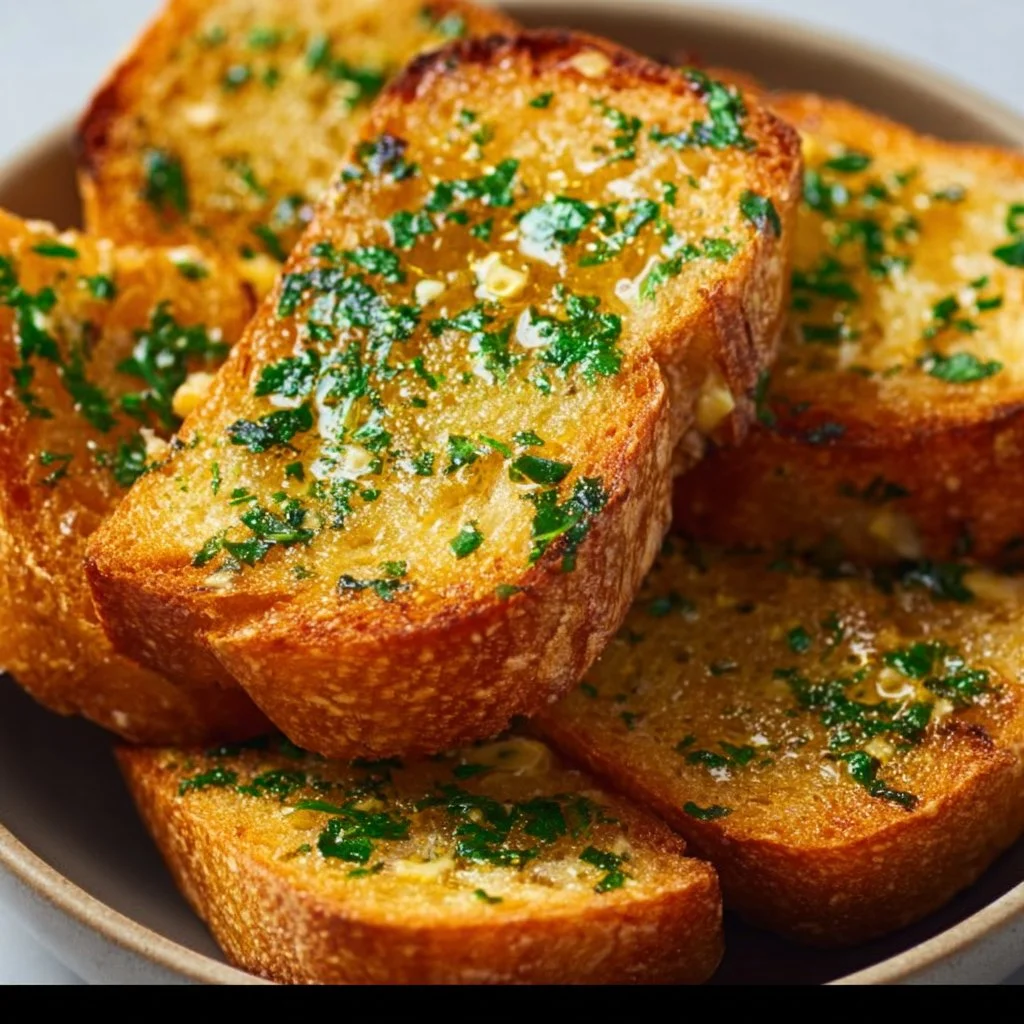 Köstliches Knoblauchbrot frisch aus dem Airfryer, perfekt für jeden Belag.