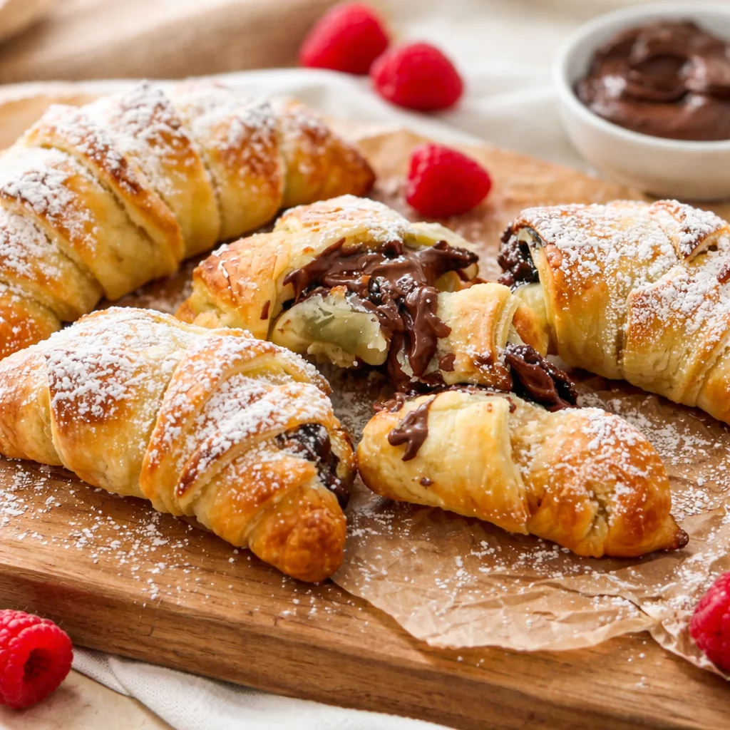 Mini Nutella Croissants, frisch zubereitet im Airfryer, warm und lecker.