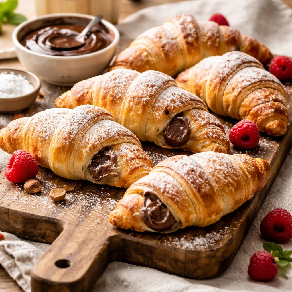 Mini Nutella Croissants aus dem Airfryer, frisch zubereitet im Airfryer, warm und lecker.