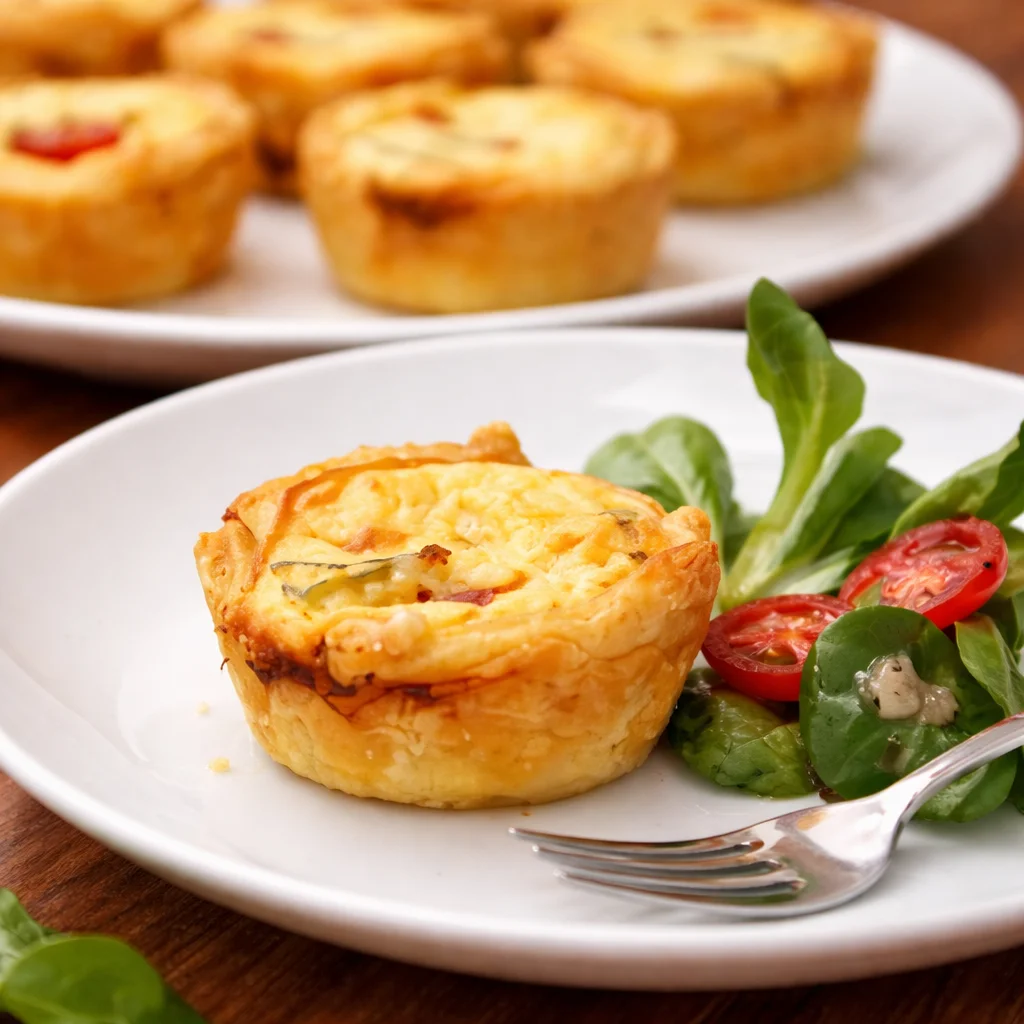 Mini Quiches Airfryer mit verschiedenen Füllungen und knusprigem Teig.