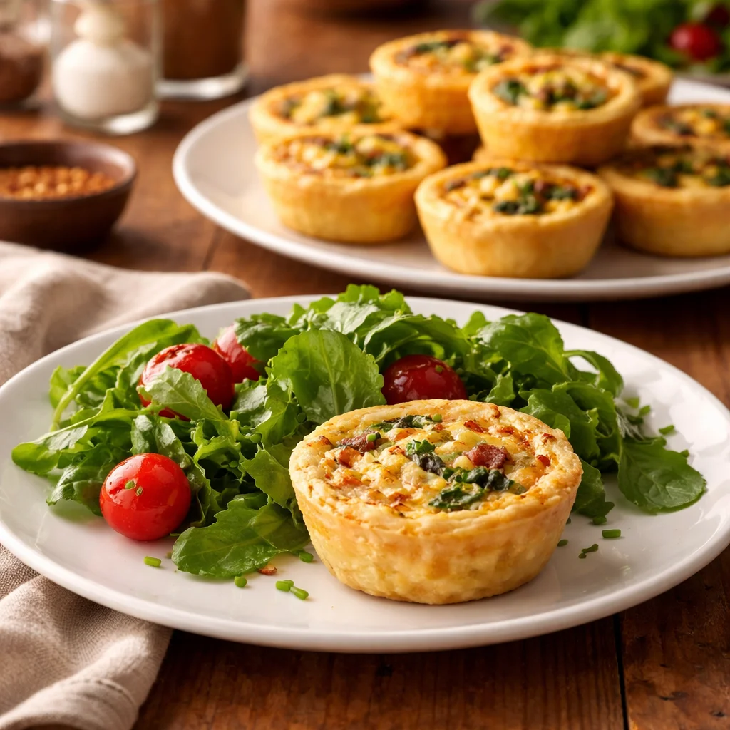 Mini Quiches Airfryer mit verschiedenen Füllungen und knusprigem Teig.