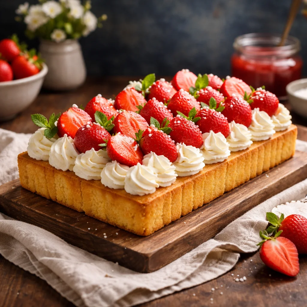 Schneller Erdbeerkuchen im Airfryer, saftig und einfach zubereitet mit frischen Erdbeeren.