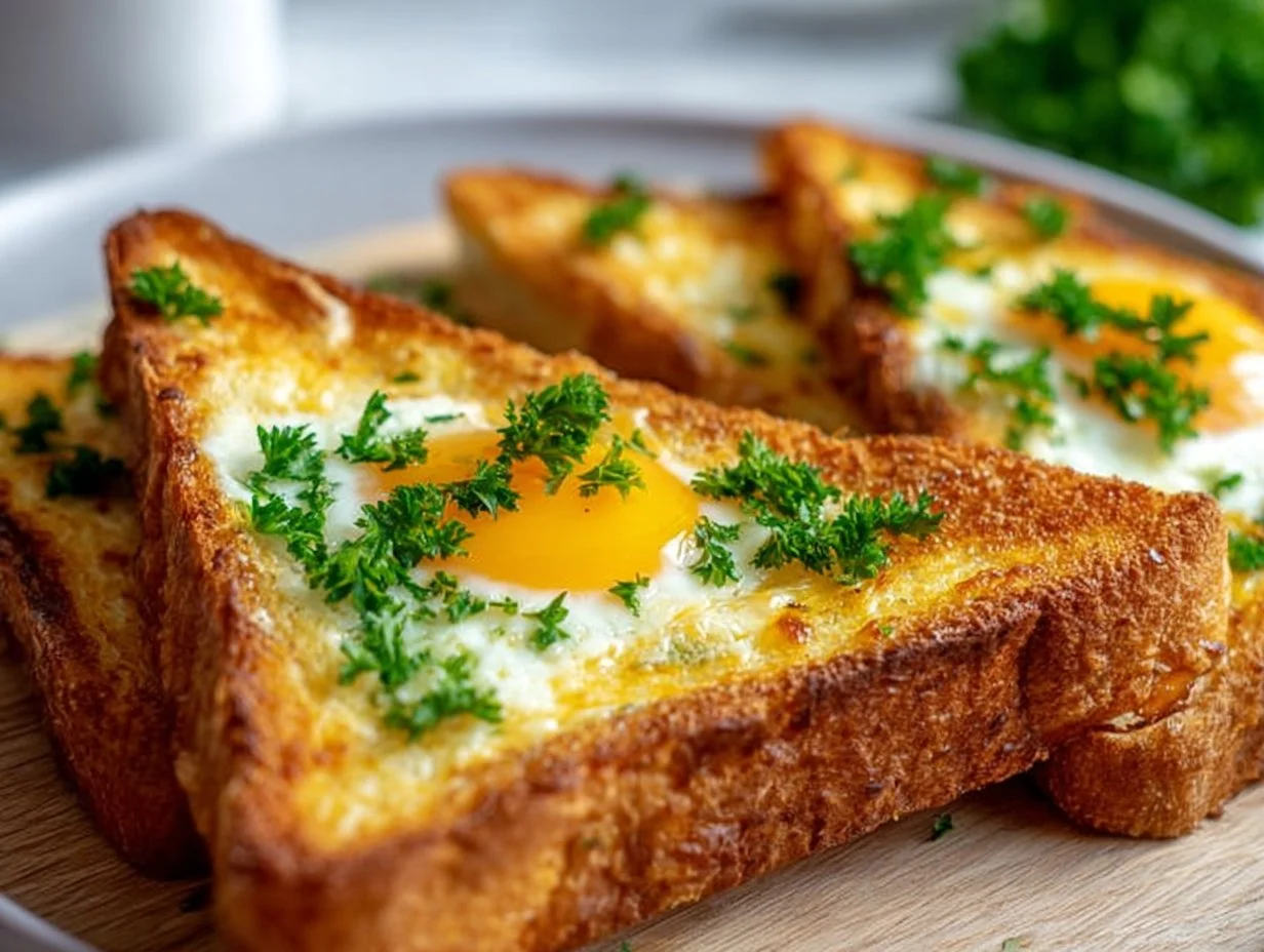 Eier-Käse-Toast aus dem Airfryer mit goldbrauner Kruste