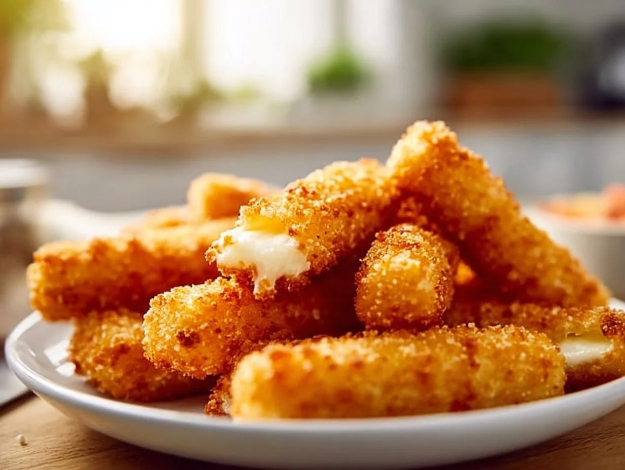 Frittierte Mozzarella-Sticks mit goldbrauner Kruste