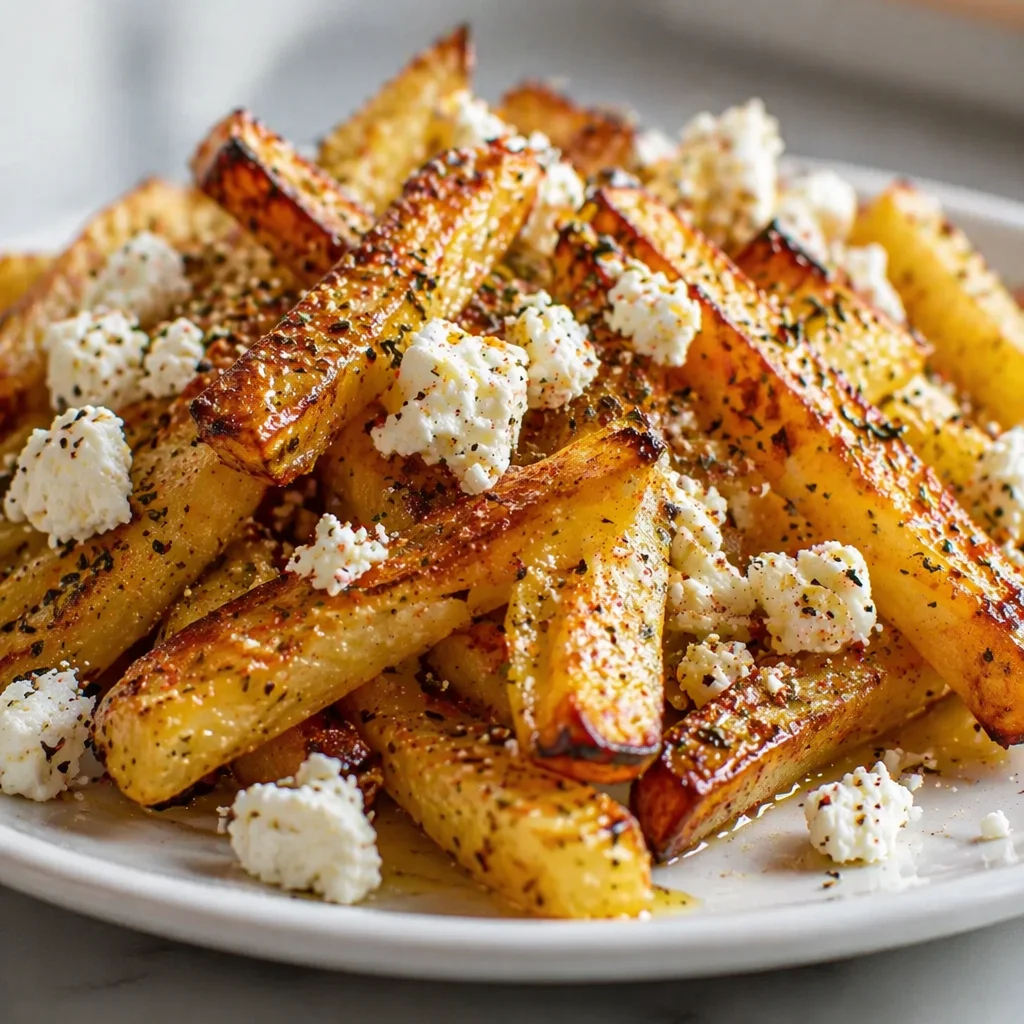 Gebackene Pastinaken mit Feta aus der Heißluftfritteuse, lecker und gesund zubereitet