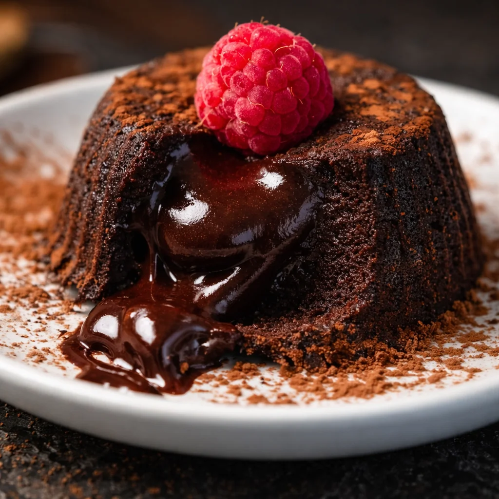 Lava Cake aus der Heißluftfritteuse met vloeibare chocoladekern.