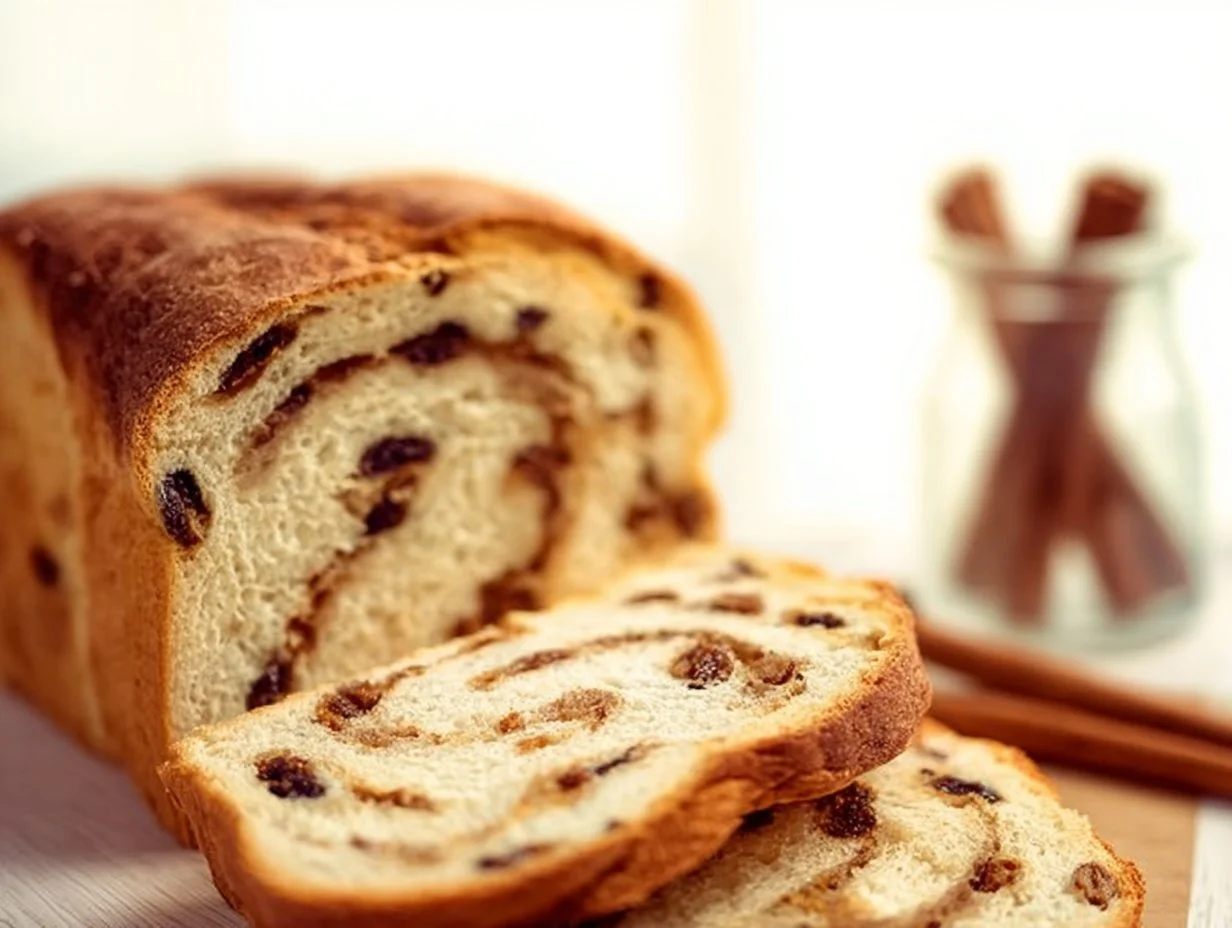 Zimt Rosinenbrot aus der Luftfritteuse frisch gebacken und serviert.