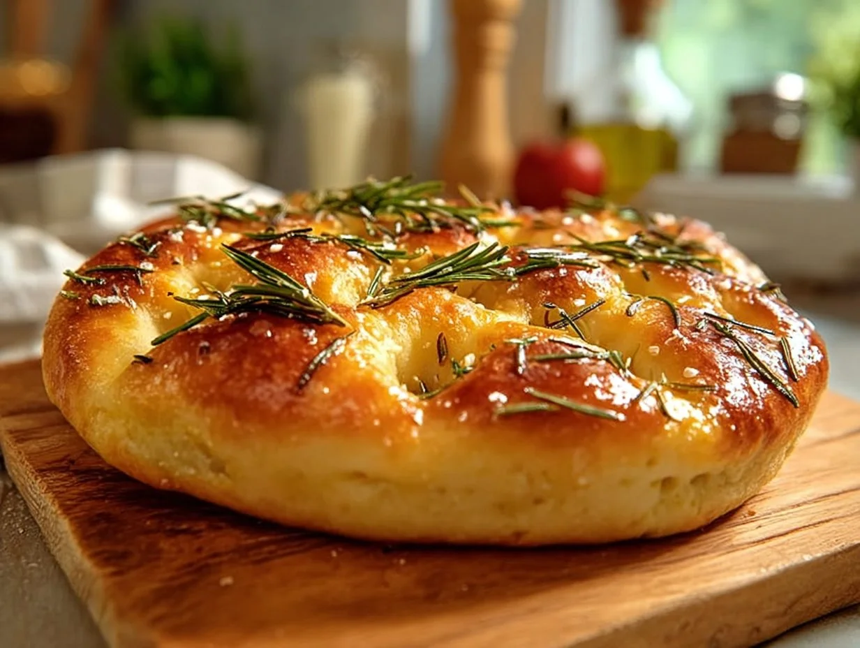 Luftfritteusen-Focaccia-Brot mit frischen Kräutern und Olivenöl