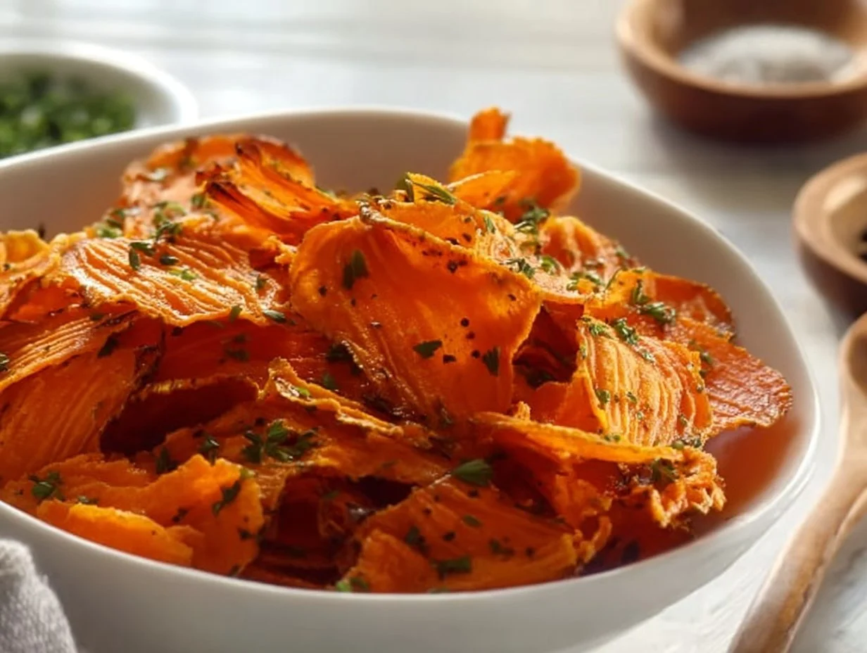 Luftfrittierte Karottenchips als gesunder Snack
