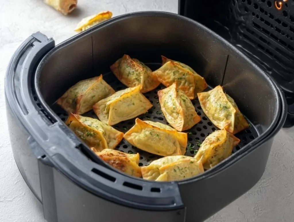 Knusprige Maultaschen aus der Heißluftfritteuse auf einem Teller