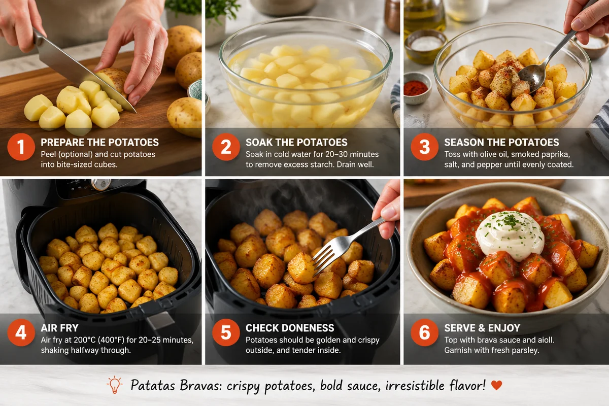 Patatas Bravas aus der Heißluftfritteuse: knuspriges Airfryer-Rezept mit Bravas-Sauce