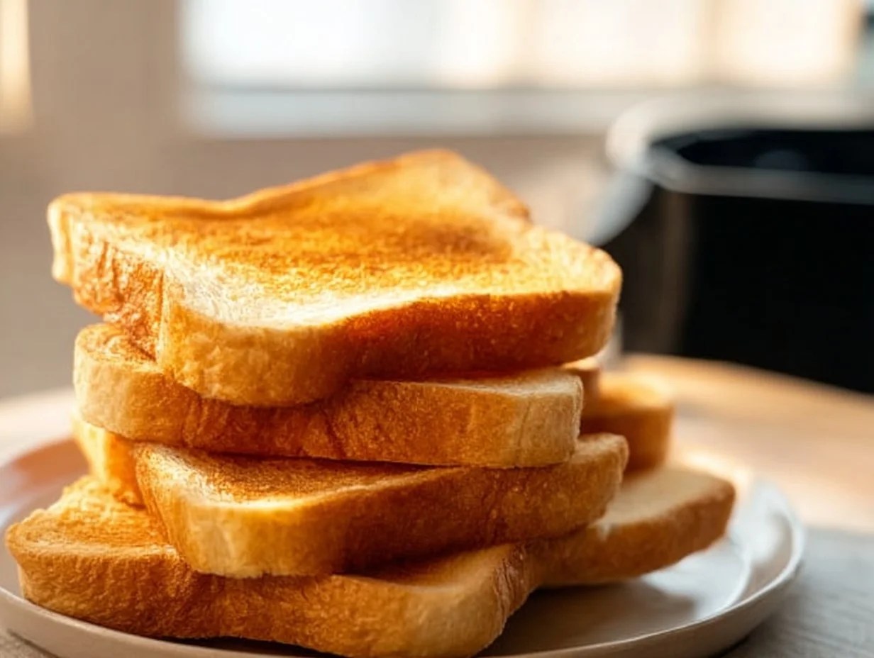 Knuspriger Toastbrot in der Heißluftfritteuse Heißluftfritteuse für ein schnelles Frühstück.
