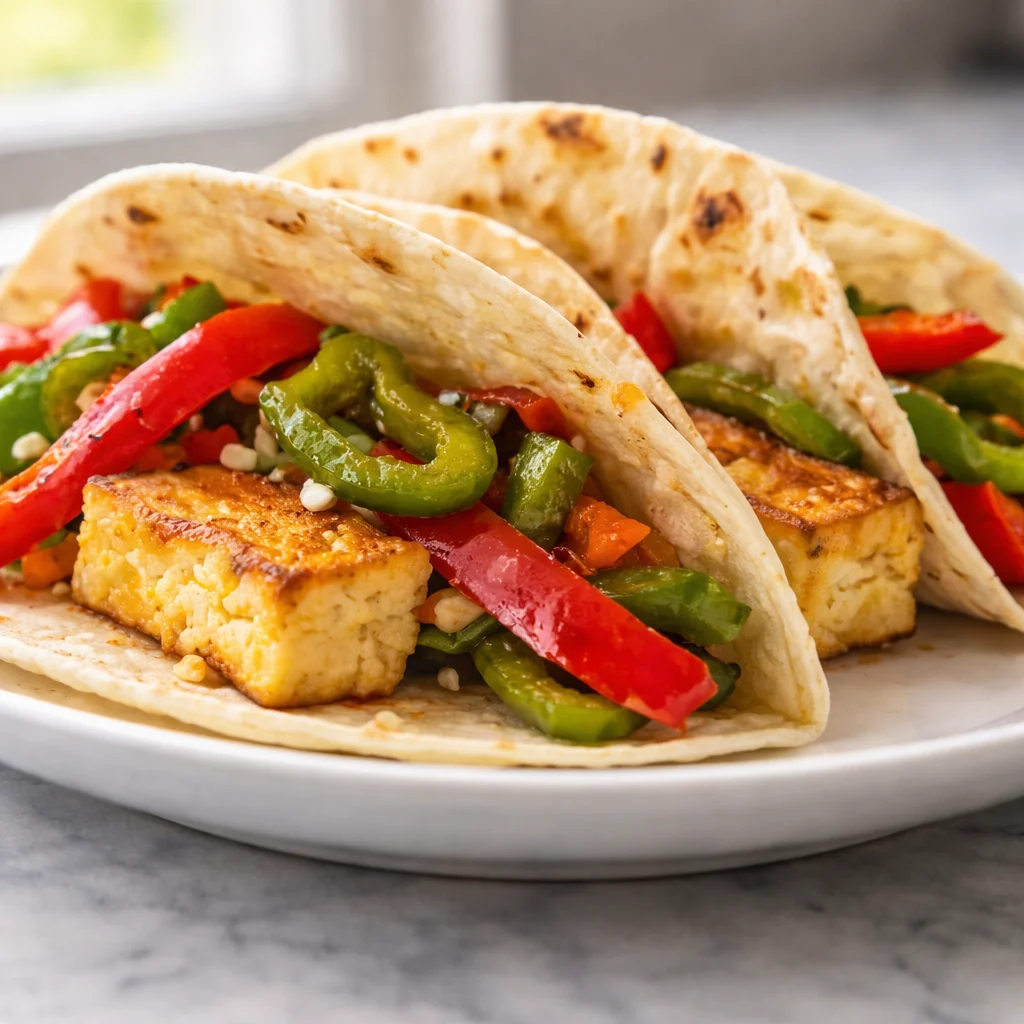 Vegetarische Fajitas mit Tofu aus der Heißluftfritteuse