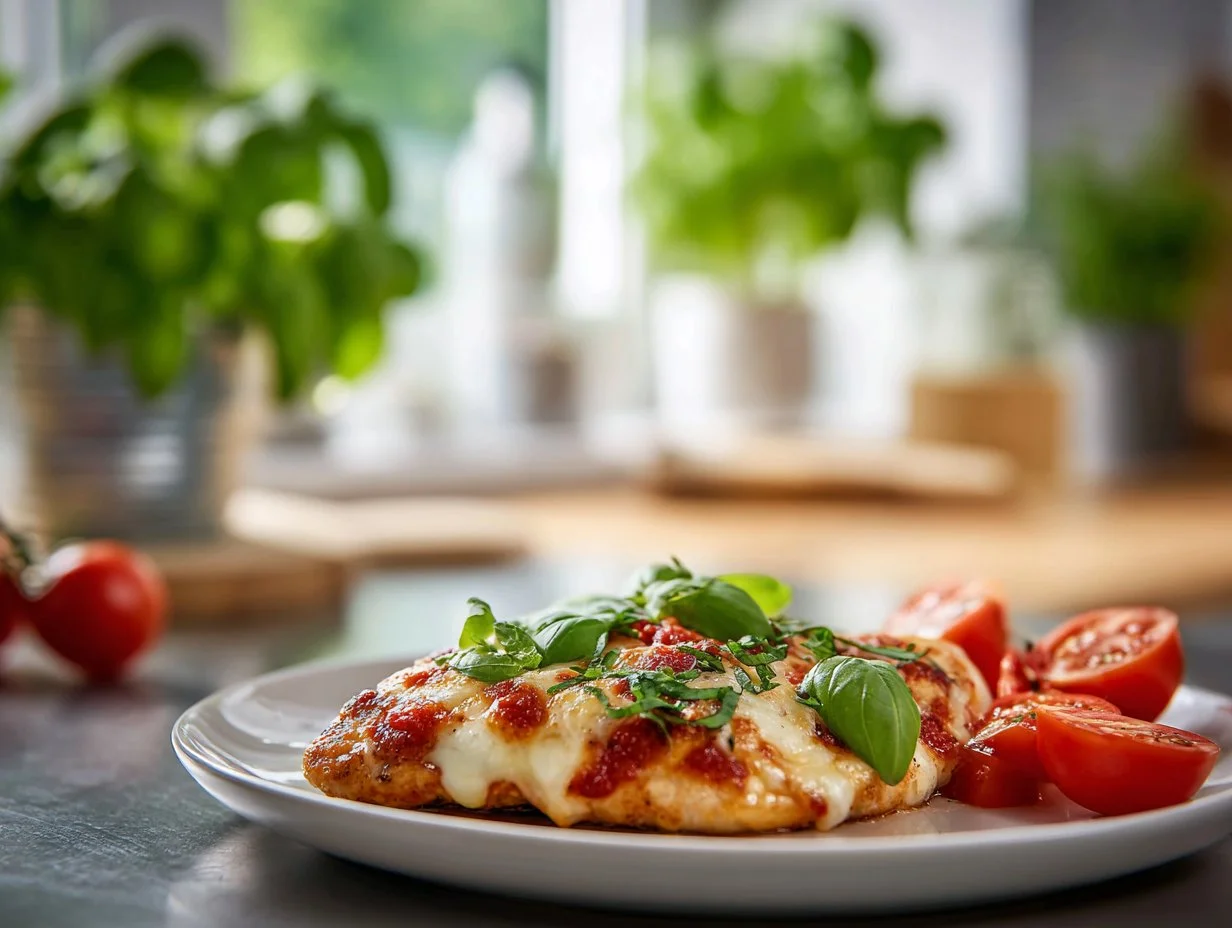 Tomaten Mozzarella Hähnchen aus der Heißluftfritteuse