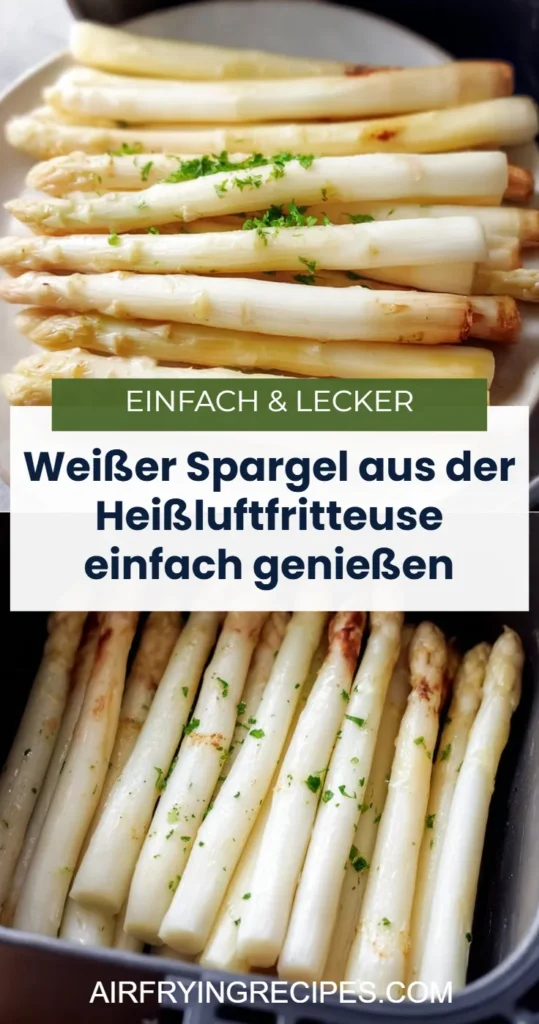 Weißer Spargel frisch aus der Heißluftfritteuse serviert