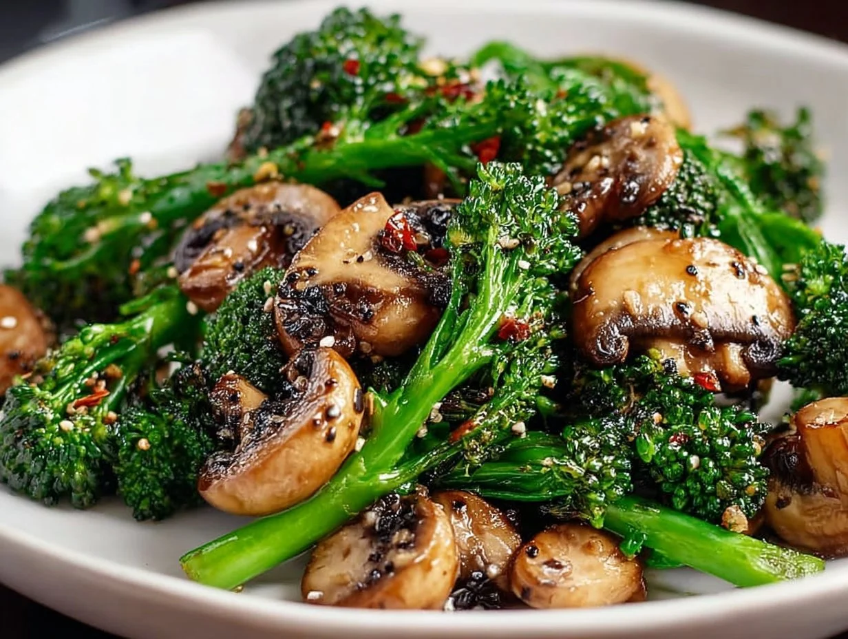 Air Fryer Broccolini mit Champignons