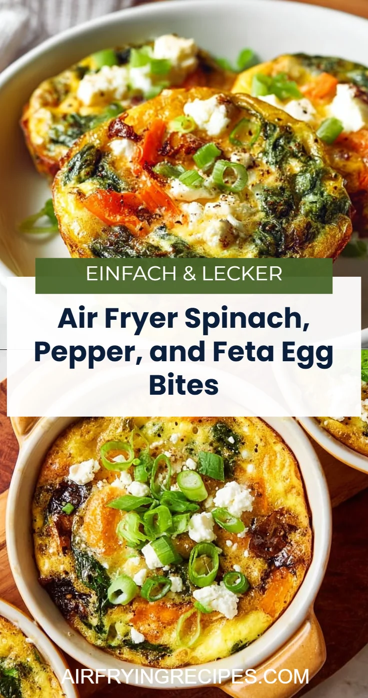 Air Fryer Spinach, Pepper, and Feta Egg Bites