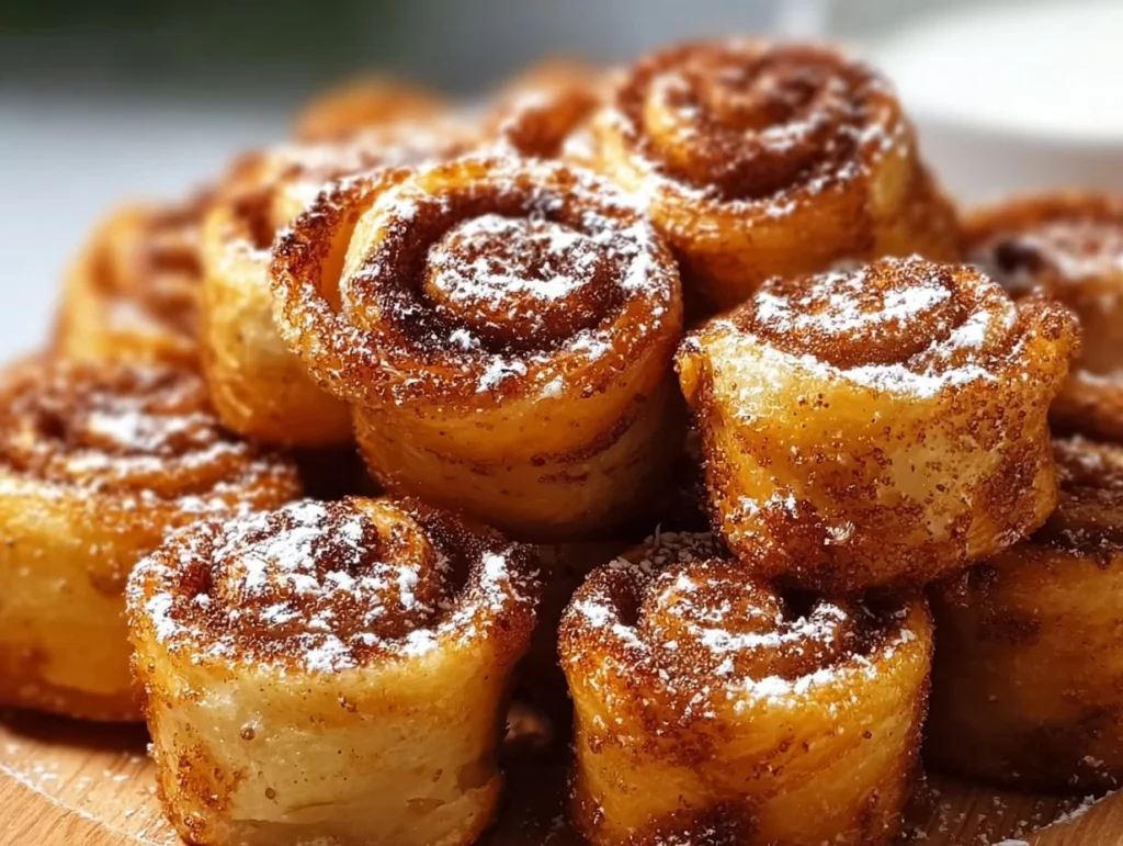 Leckere Air-Fryer Zimtschnecken Bites auf einem Teller, perfekt für Snacks.