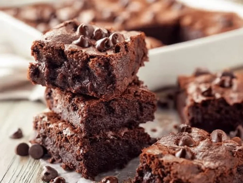 Saftige Schokoladenbrownies aus der Luftfritteuse auf einem Teller