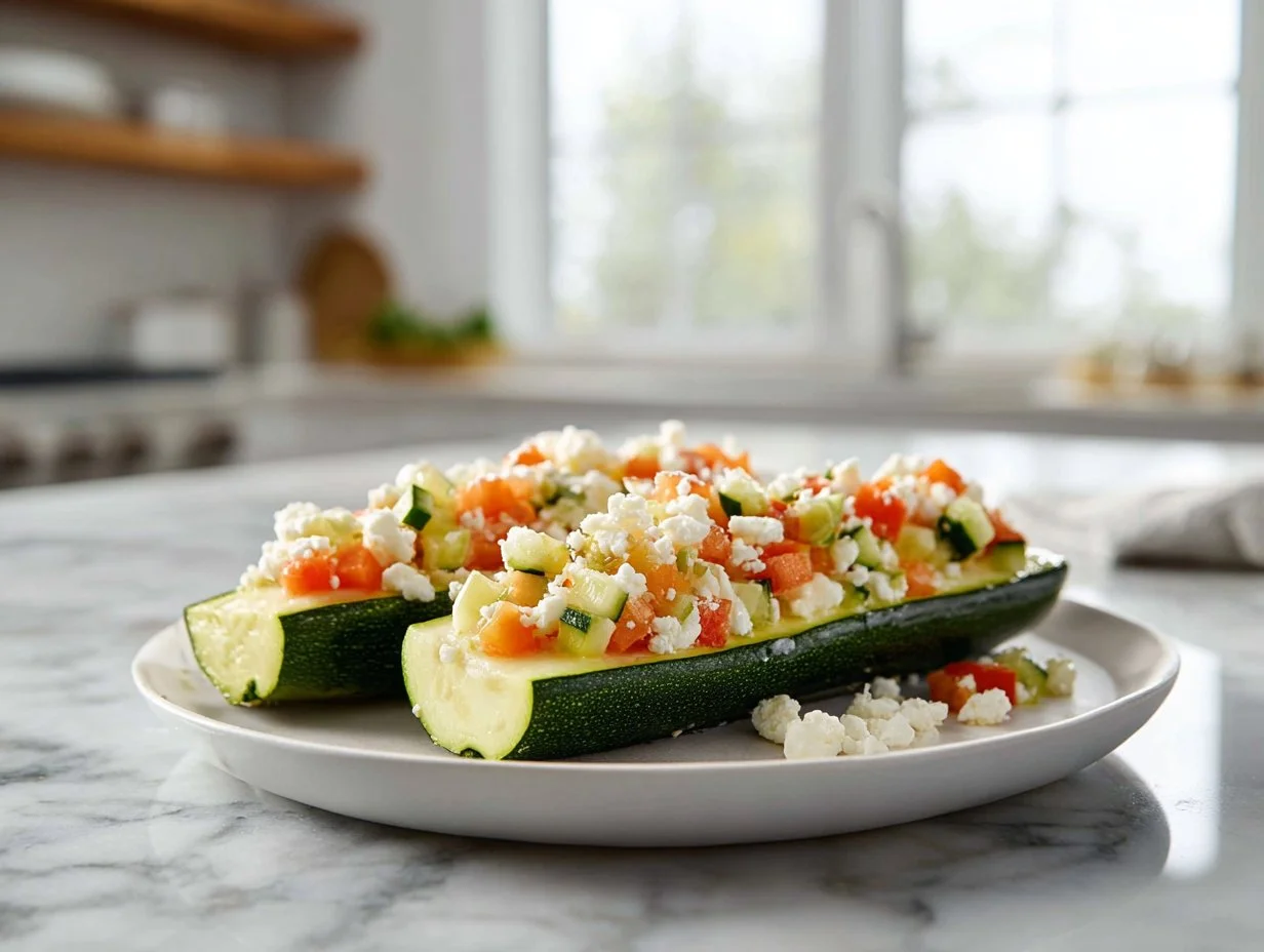 Gefüllte Zucchini in der Heißluftfritteuse schnell gemacht