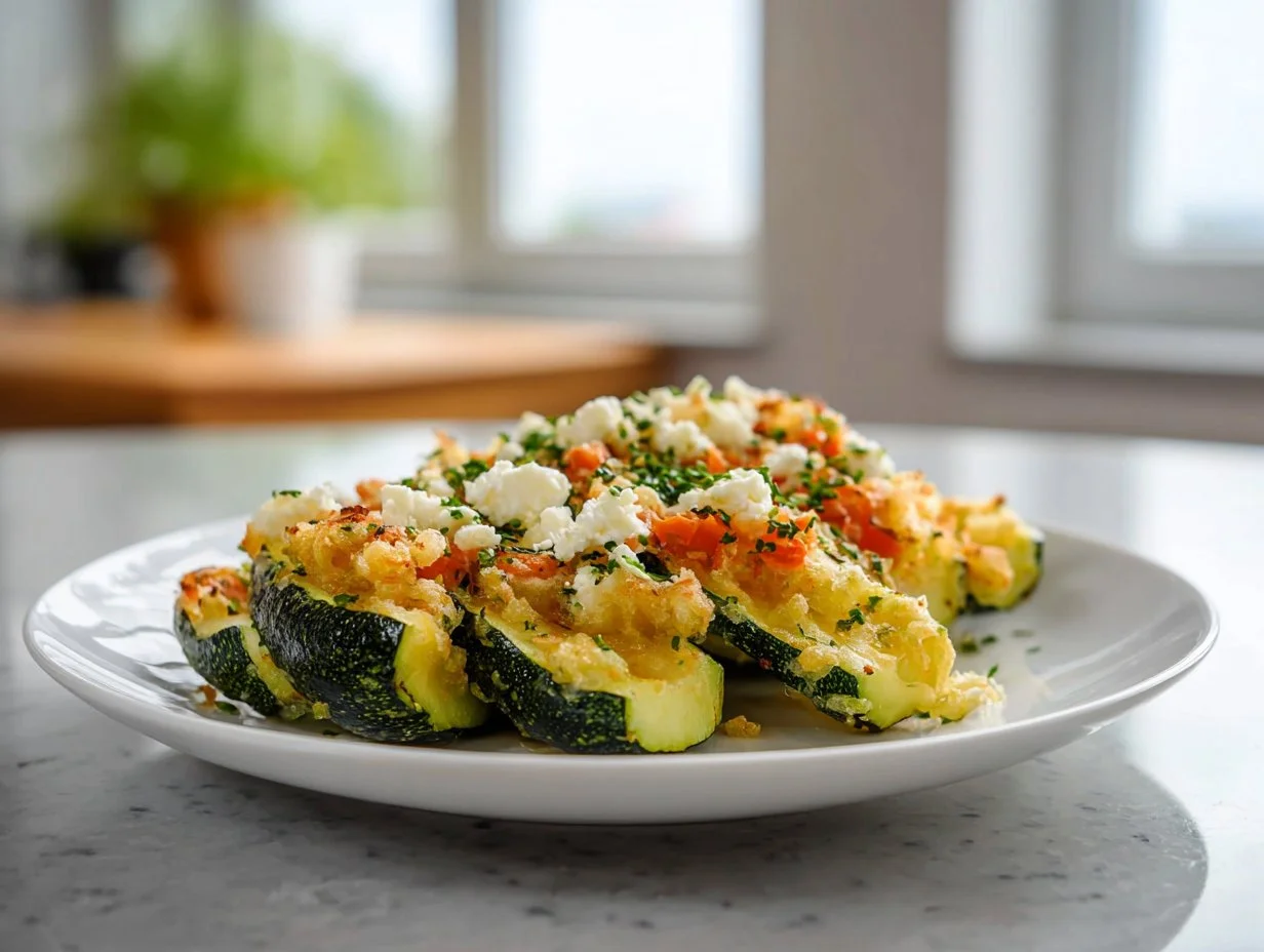 Gefüllte Zucchini in der Heißluftfritteuse