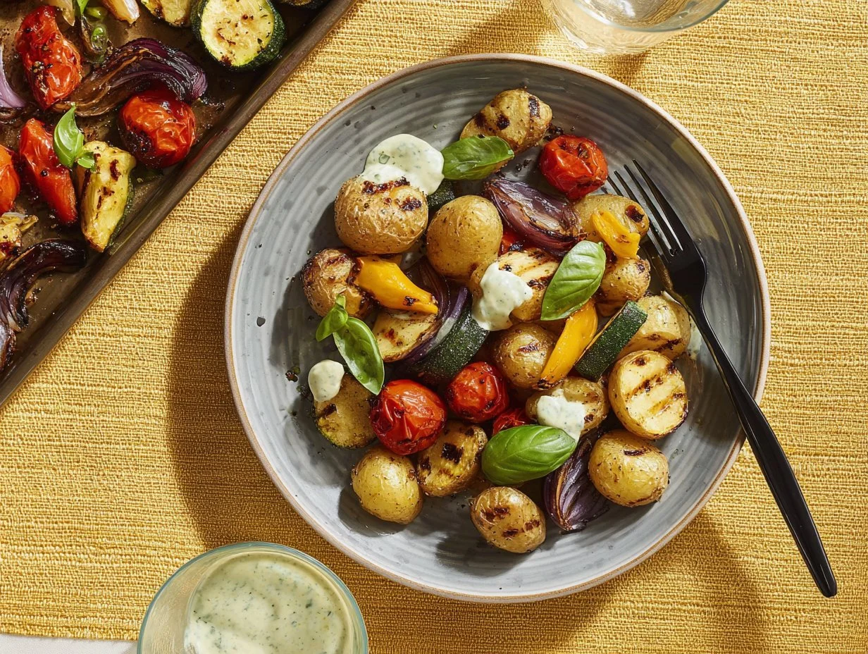 Gnocchi aus dem Air Fryer und mediterraner Gemüseauflauf