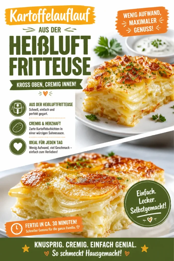 Kartoffelauflauf aus der Heißluftfritteuse mit goldbrauner Kruste