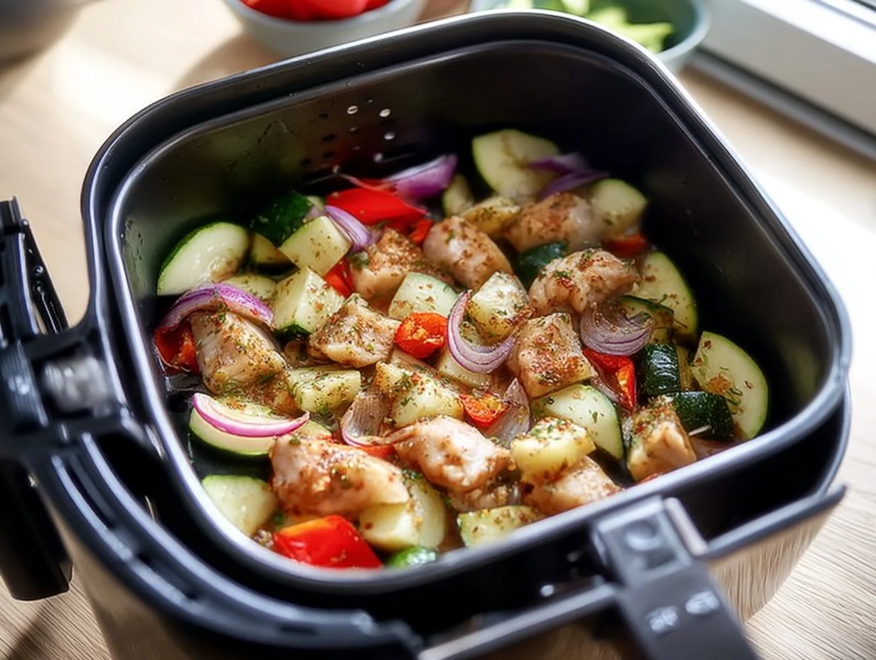 Kartoffelauflauf mit Zucchini, Hähnchen und Feta
