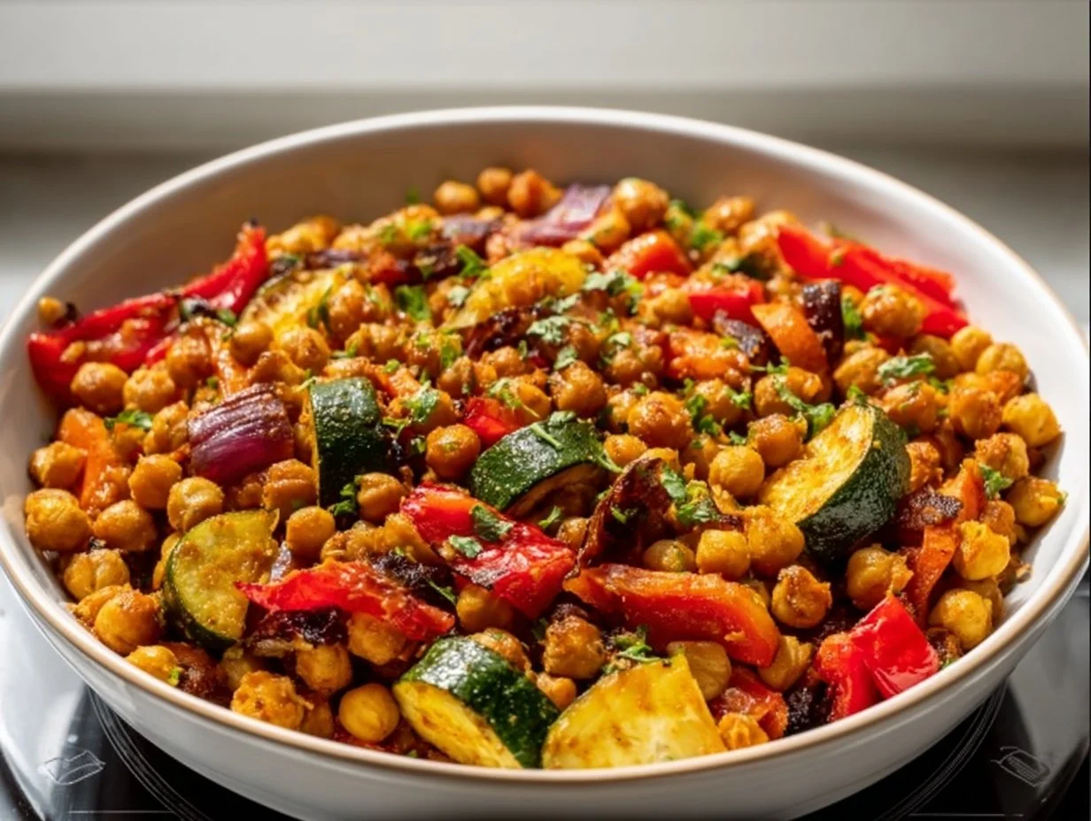 Kichererbsen-Gemüse-Pfanne aus dem Airfryer