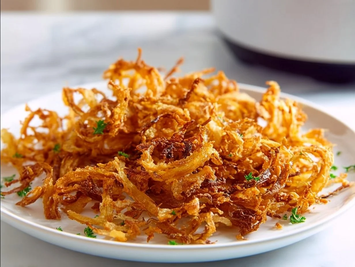 Krosse Zwiebeln aus der Heißluftfritteuse