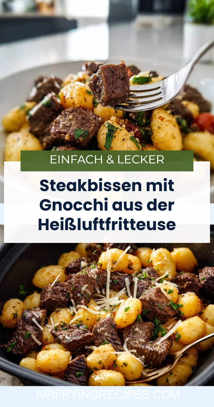 Steakbissen mit Gnocchi aus der Heißluftfritteuse