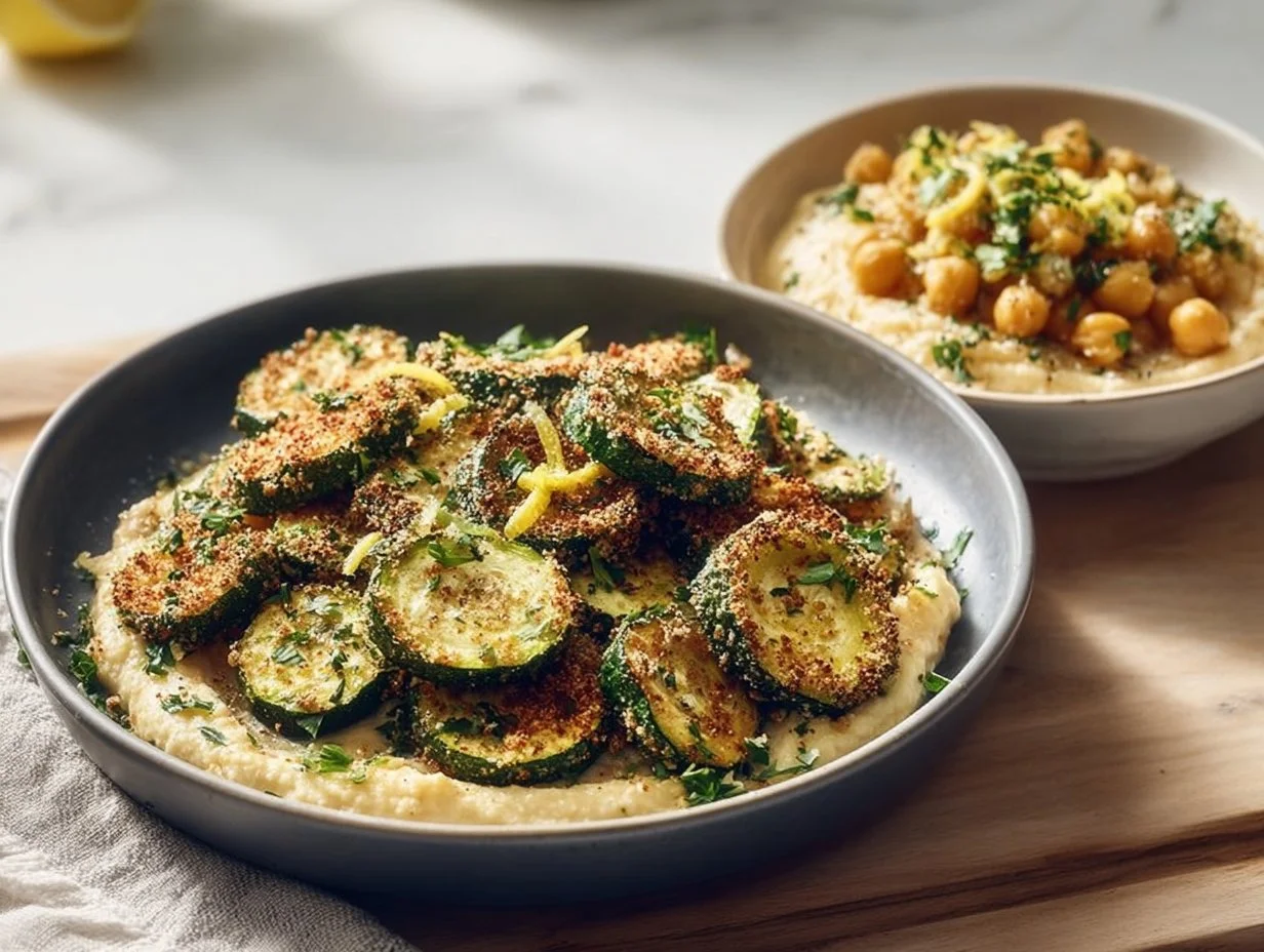 Zitronige Zucchini mit Kichererbsen aus dem Airfryer