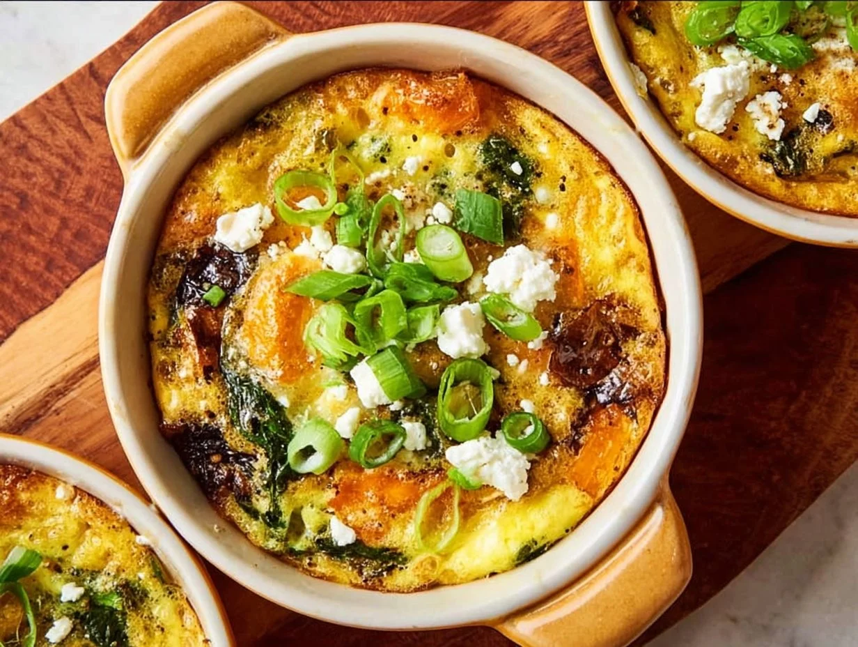 Air Fryer Spinach, Pepper, and Feta Egg Bites