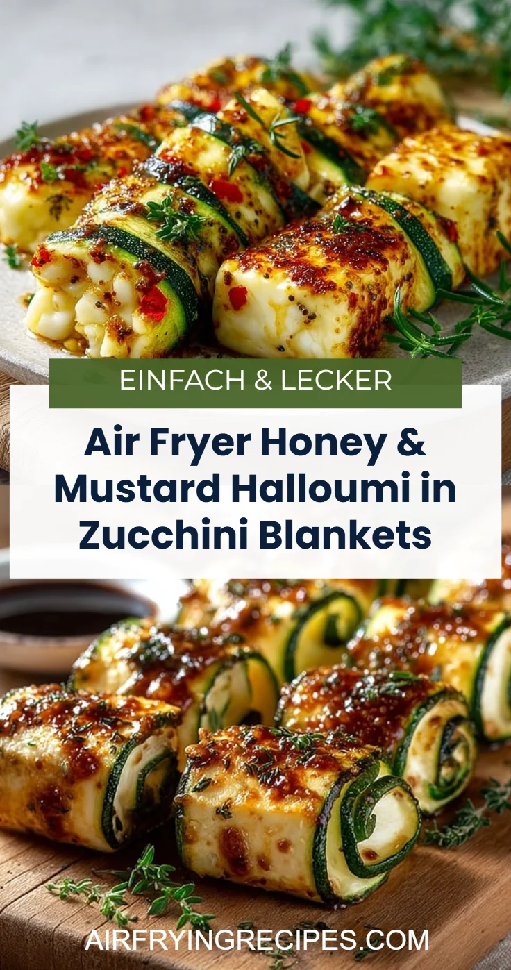Air Fryer Honey & Mustard Halloumi in Zucchini Blankets