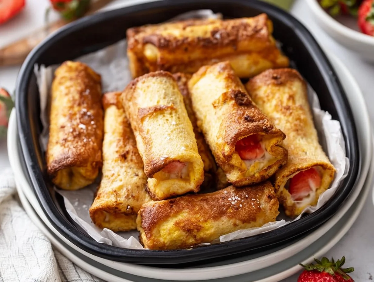 Air Fryer Strawberry French Toast Roll Ups