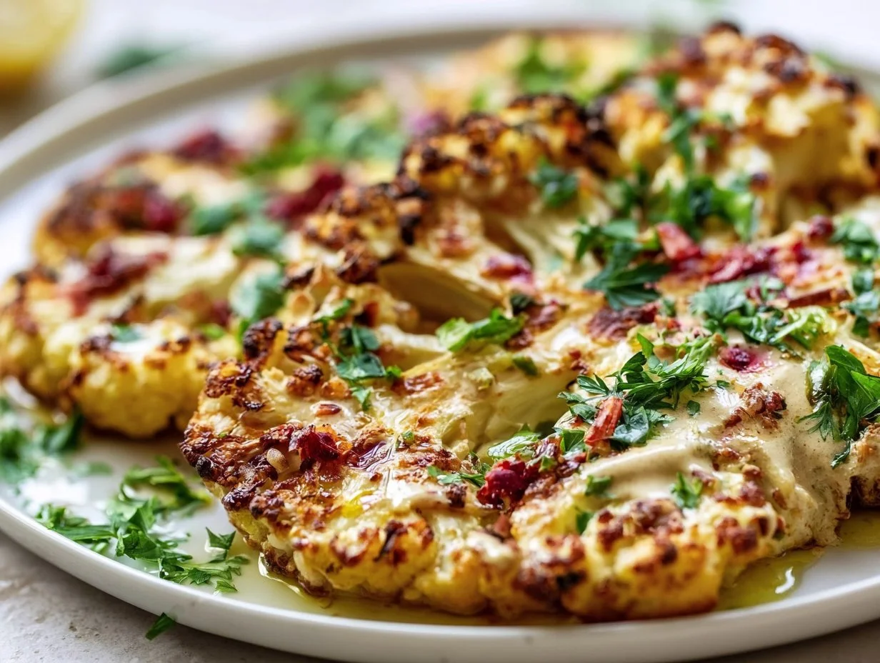 Mediterrane Tahini Blumenkohlsteaks