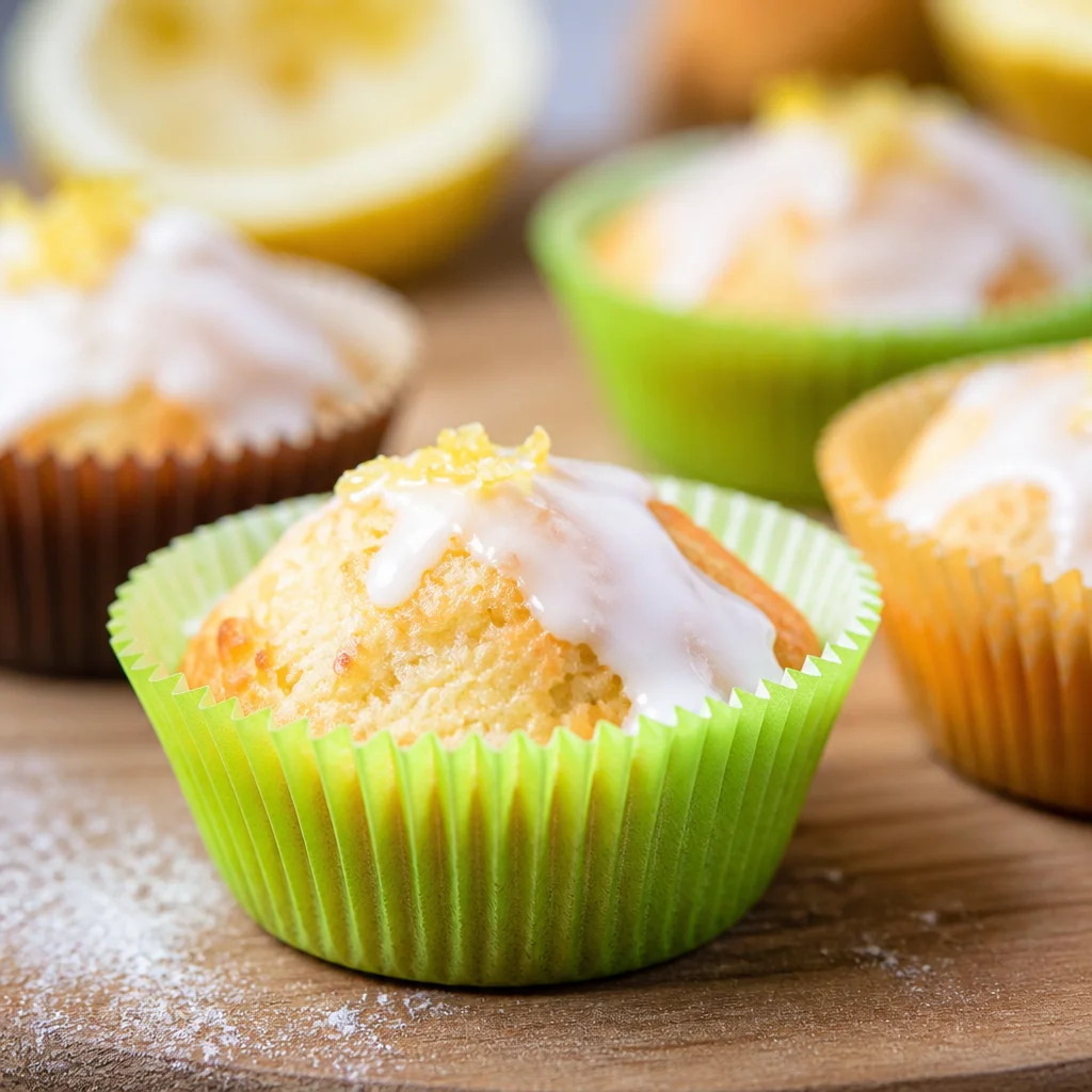Zitronen Buttermilch Muffins aus dem Airfryer, frisch gebacken und saftig.