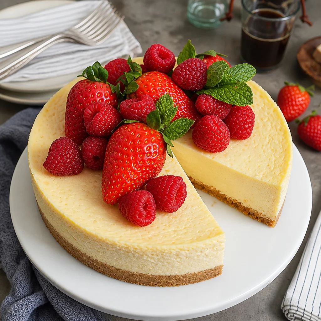 Leckerer Air Fryer Cheesecake, perfekt cremig und einfach zuzubereiten.