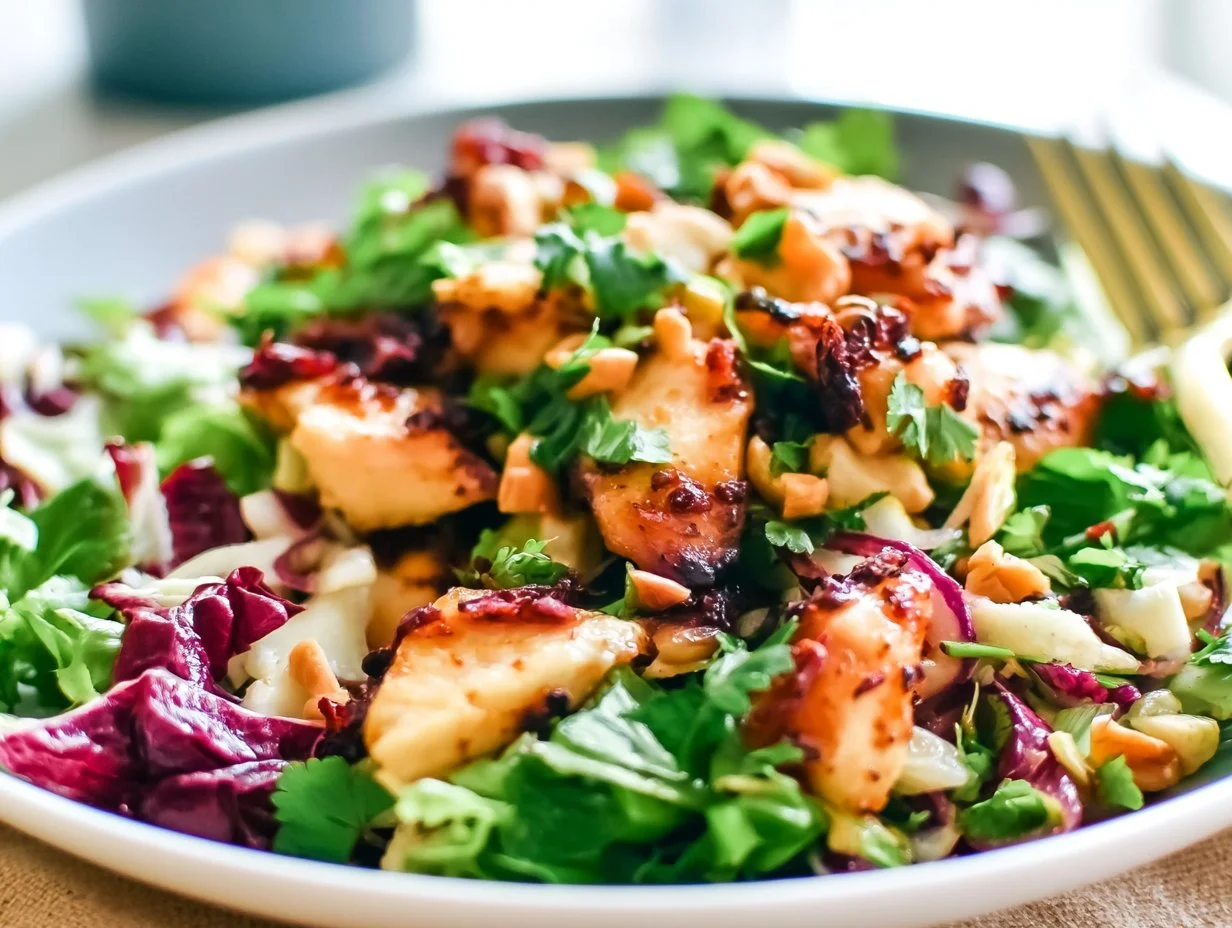 Asia Wintersalat mit Hot Honey Chicken aus dem Airfryer