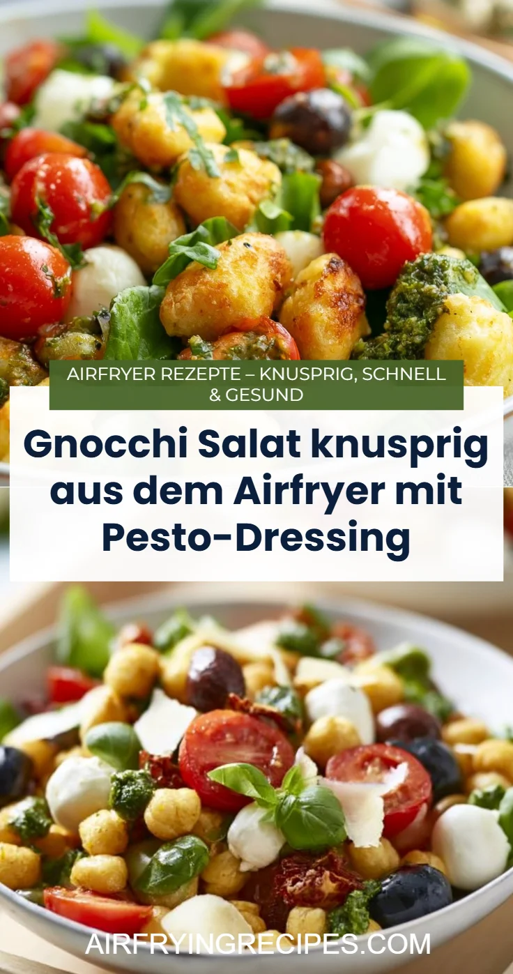 Gnocchi Salat knusprig aus dem Airfryer mit Pesto-Dressing