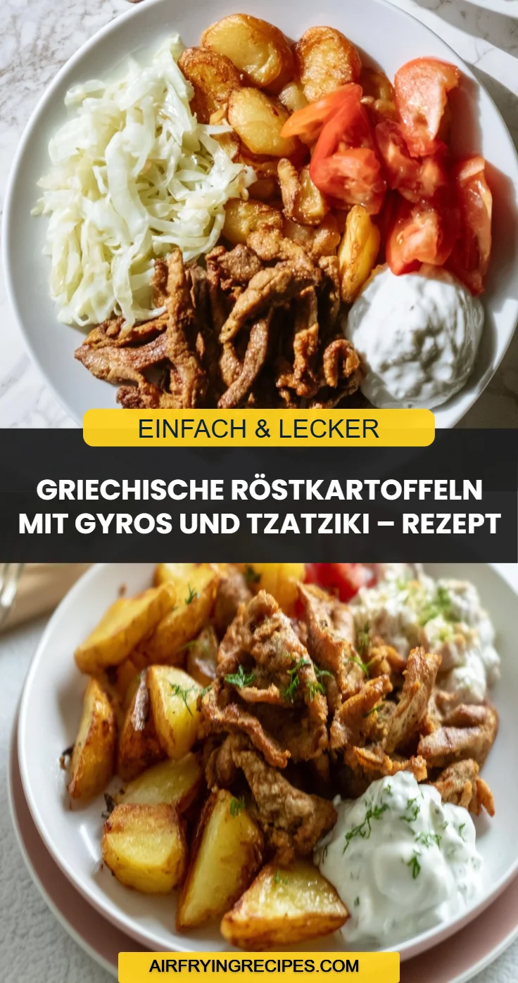 Griechische Röstkartoffeln mit Gyros und Tzatziki – Rezept