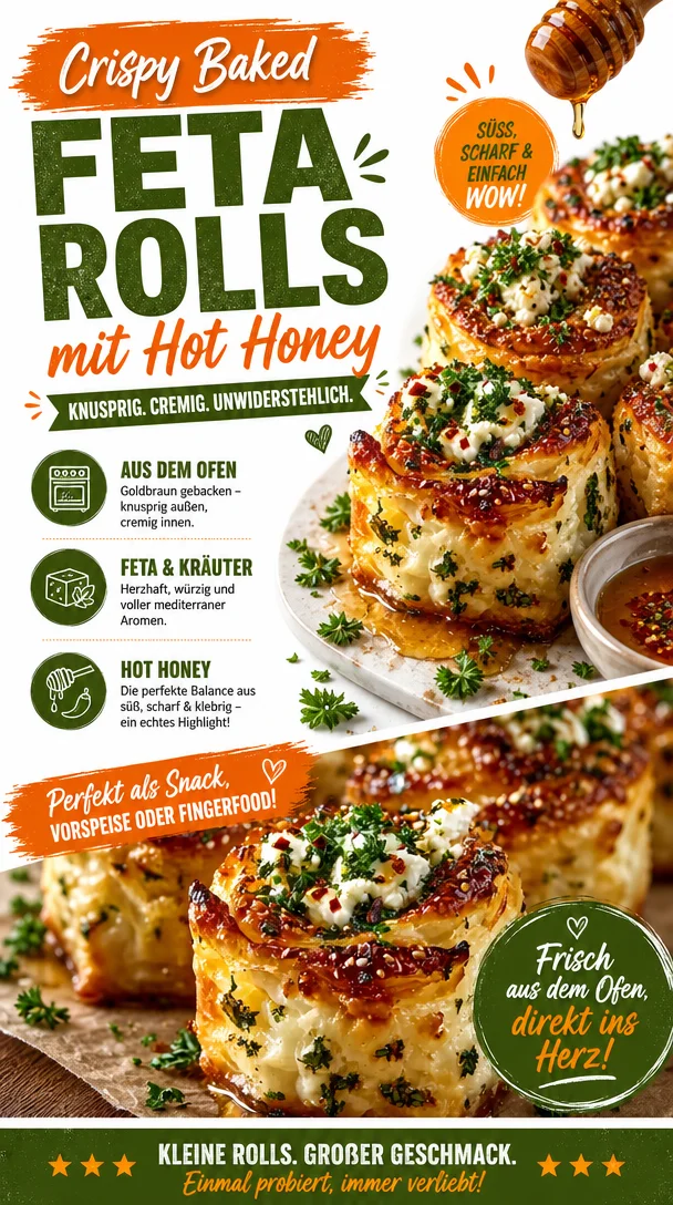 Crispy Baked Feta Rolls with Hot Honey