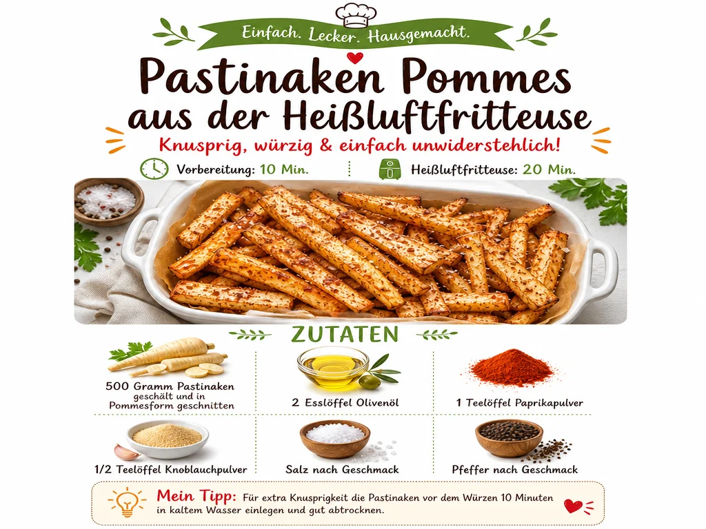 Pastinaken Pommes aus der Heißluftfritteuse