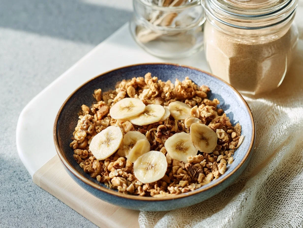 Proteinreiche Airfryer-Granola mit Banane – knusprig und natürlich süß