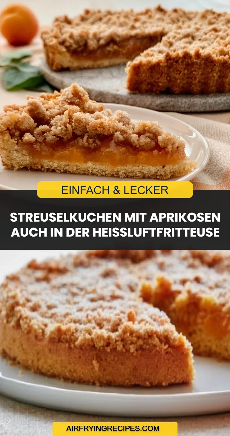 Streuselkuchen mit Aprikosen auch in der Heißluftfritteuse